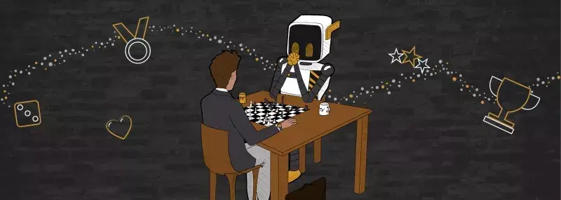 Illustration of a robot playing chess with a human - Swiss digital agency