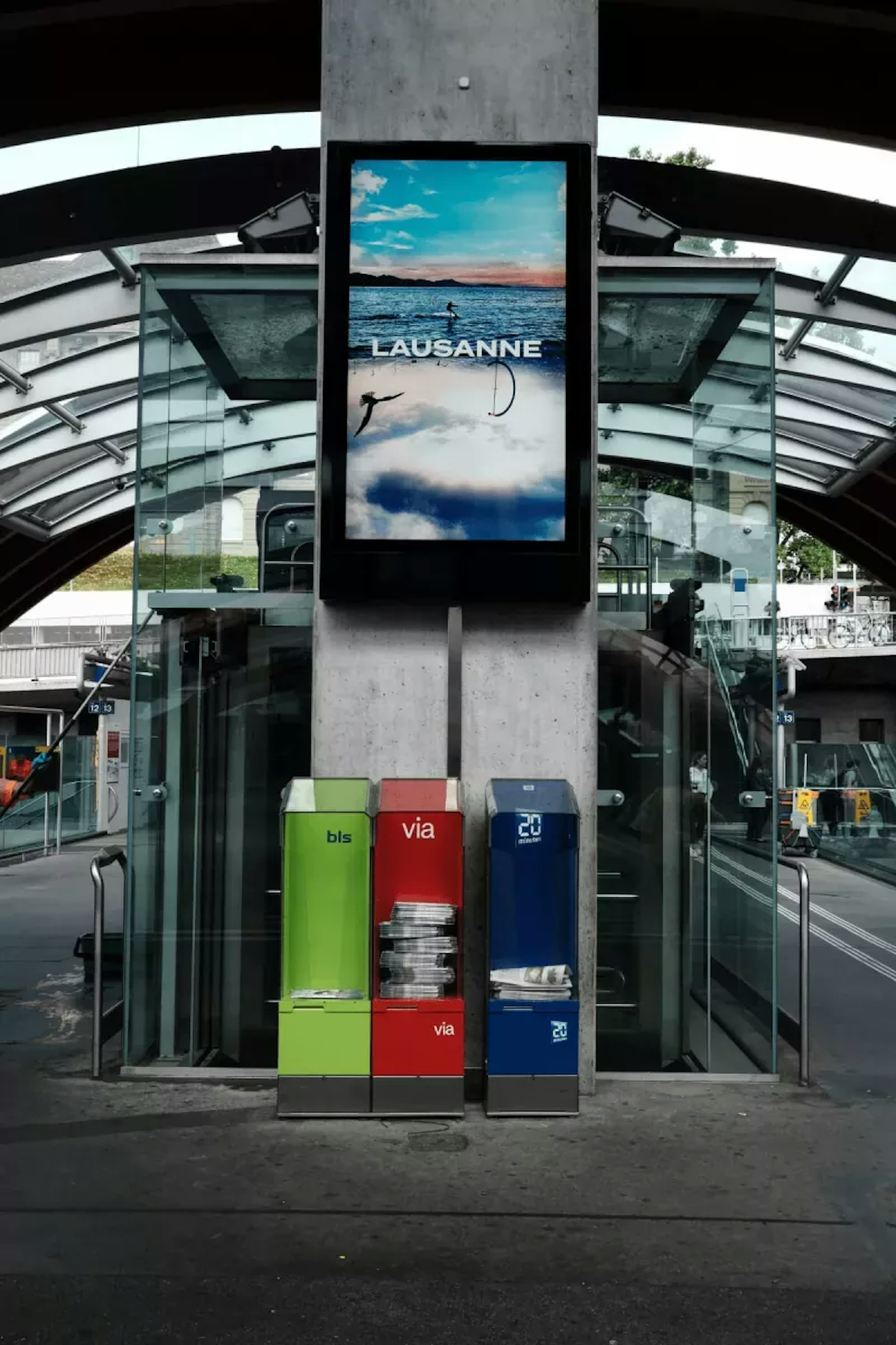 Tourist poster for Lausanne in a train station