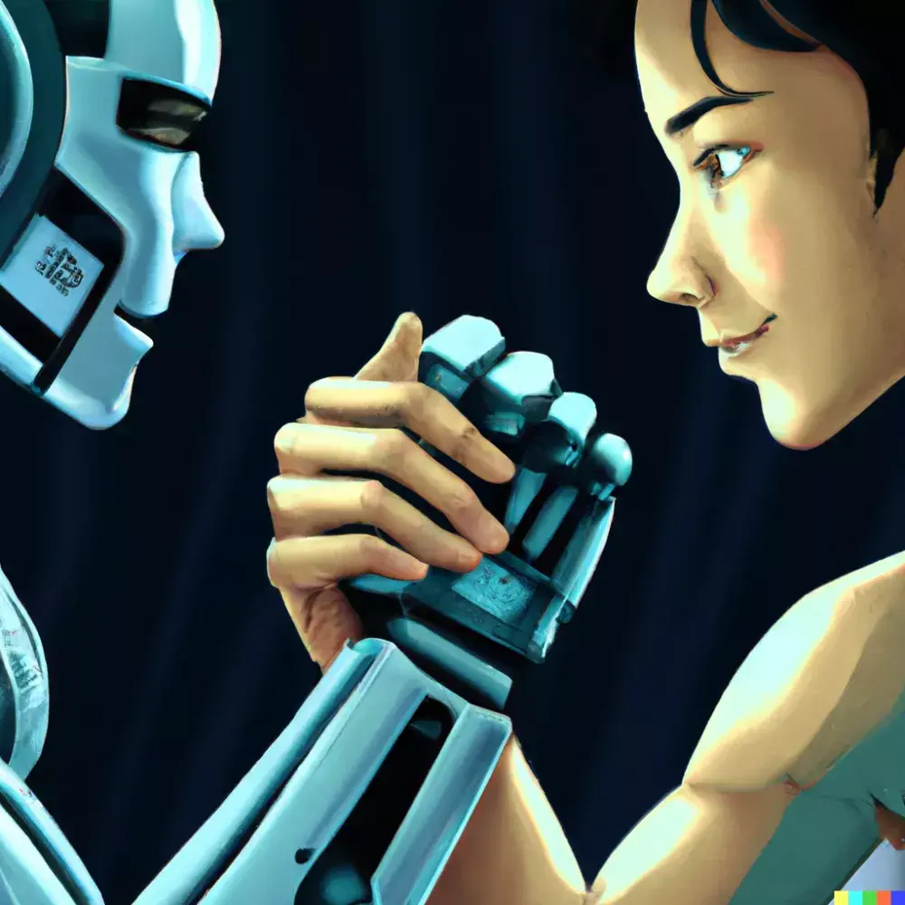 Arm wrestling between a robot and a human