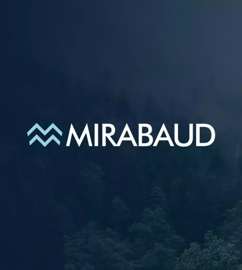 Logo de Mirabaud avec fond de forêt