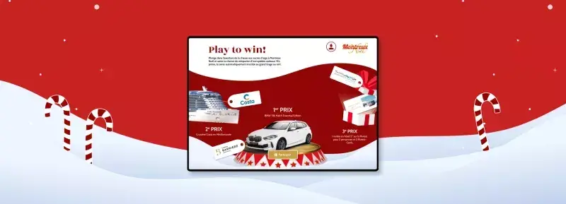 Publicité pour un concours avec des prix de Noël