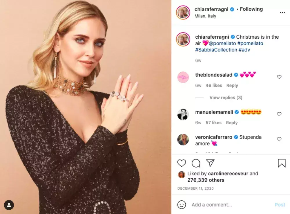 Post Instagram d'une influenceuse, campagne marketing par Marvelous Digital