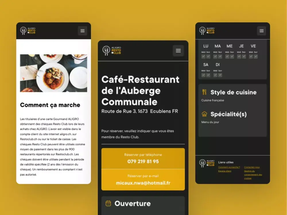 Interface mobile pour ALIGRO RestoClub