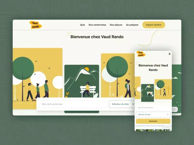 Mockup du site web VaudRando sur différents appareils - Marvelous Digital, agence digitale en Suisse