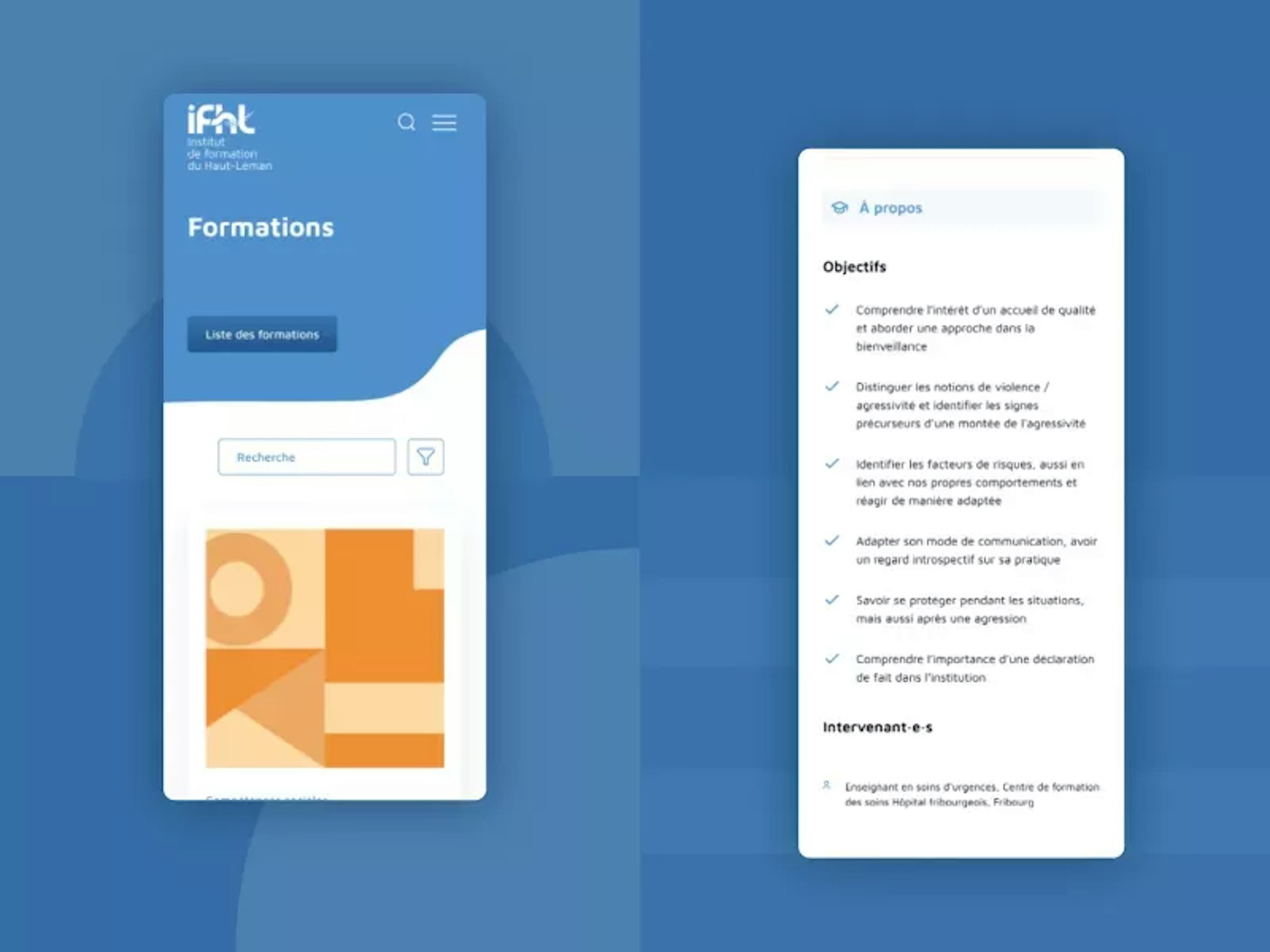 Mockup page formation site IFHL - agence digitale suisse