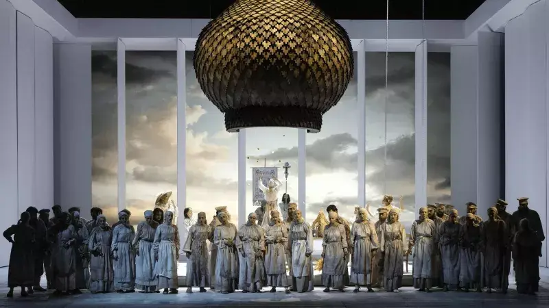 Theater scene with actors in costume